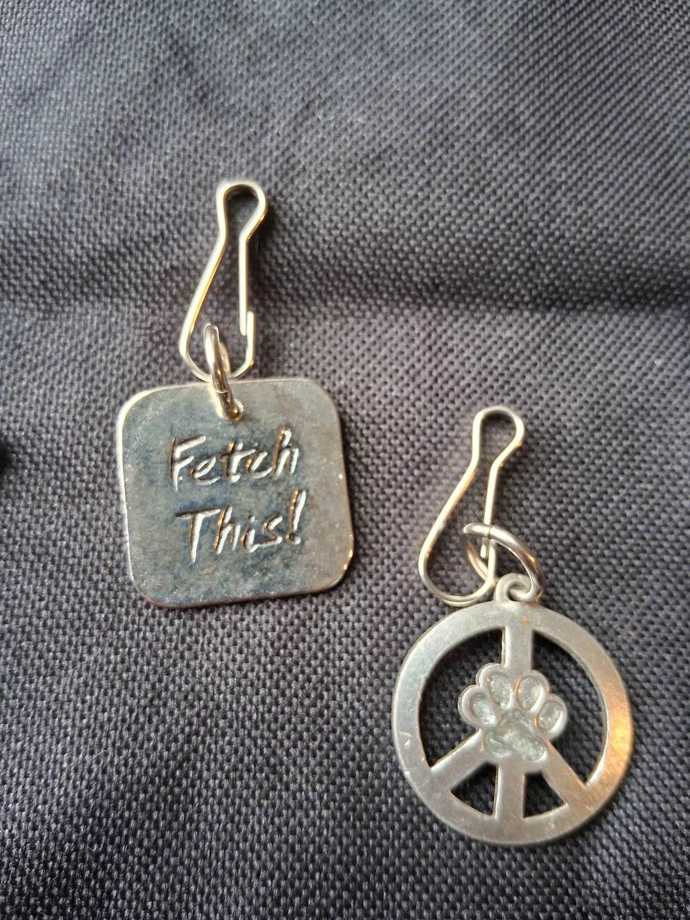 Silver Pet Collar Charms - Paw & Peace Design Set